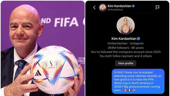 Infantino suelta una ‘bomba’ para el Mundial: el ‘DM’ a Kim Kardashian